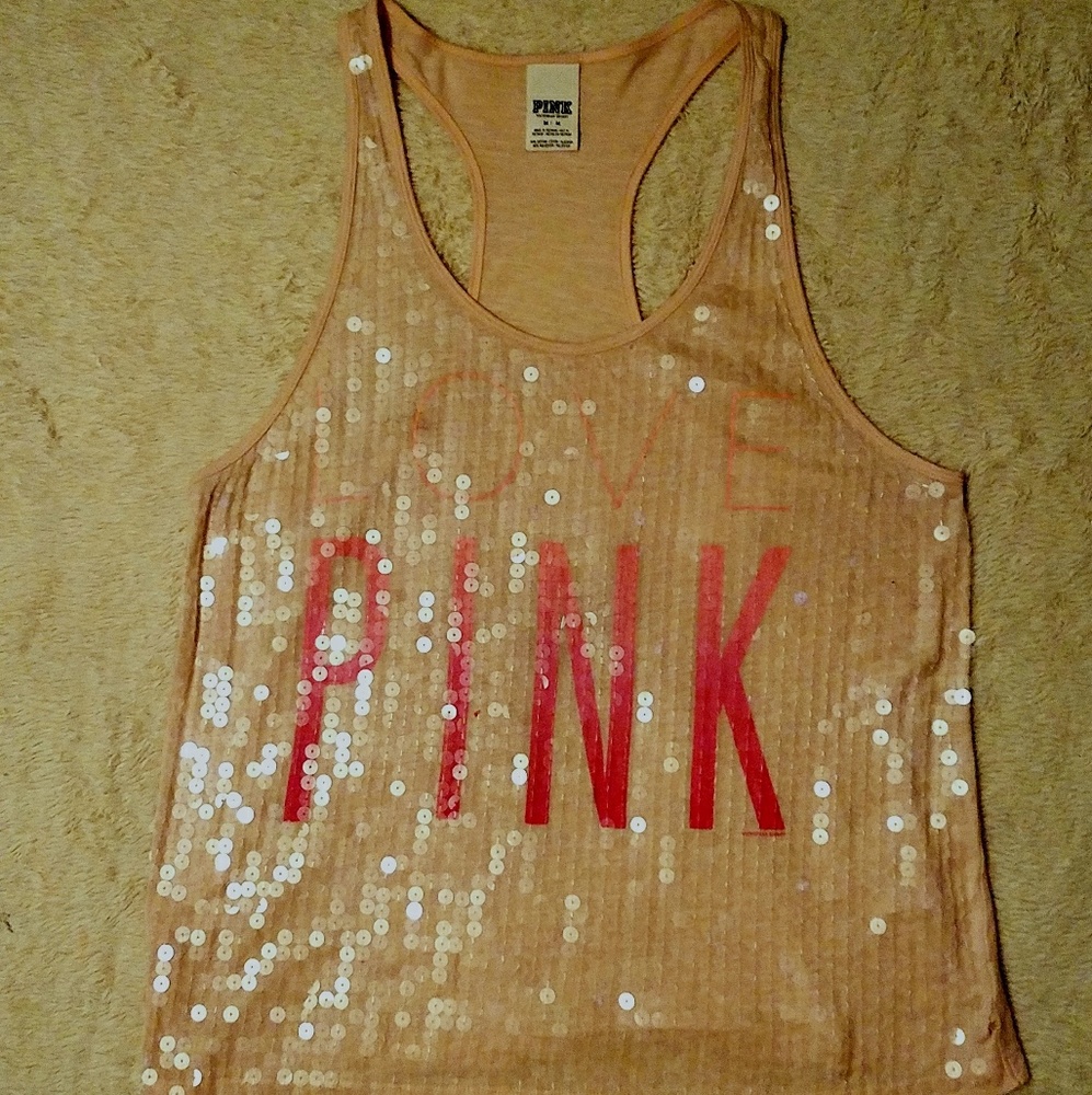 Love pink sequins tank top